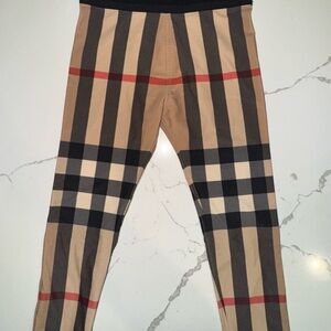 Burberry Kids Plaid Leggings - Tan, Black, and Red